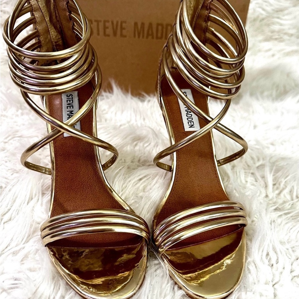 Steve Madden Gold Strappy Heels